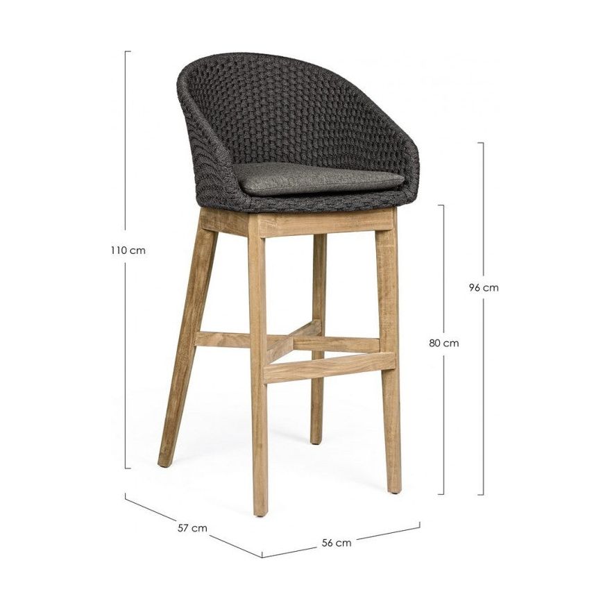 Outdoor Barhocker Coachella mit Kissen Anthrazit - ZEN ZONE