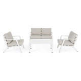 Outdoor Lounge 4er Set Harlem mit Kissen Weiß YK11 - ZEN ZONE