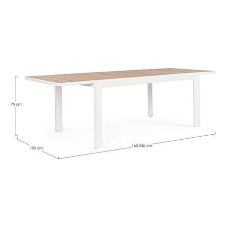 Outdoor Ausziehtisch Belmar 160-240x100 Weiß YK11 - ZEN ZONE