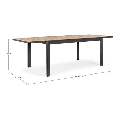 Outdoor Ausziehtisch Belmar 160-240x100 Natur/Anthrazit YK11 - ZEN ZONE