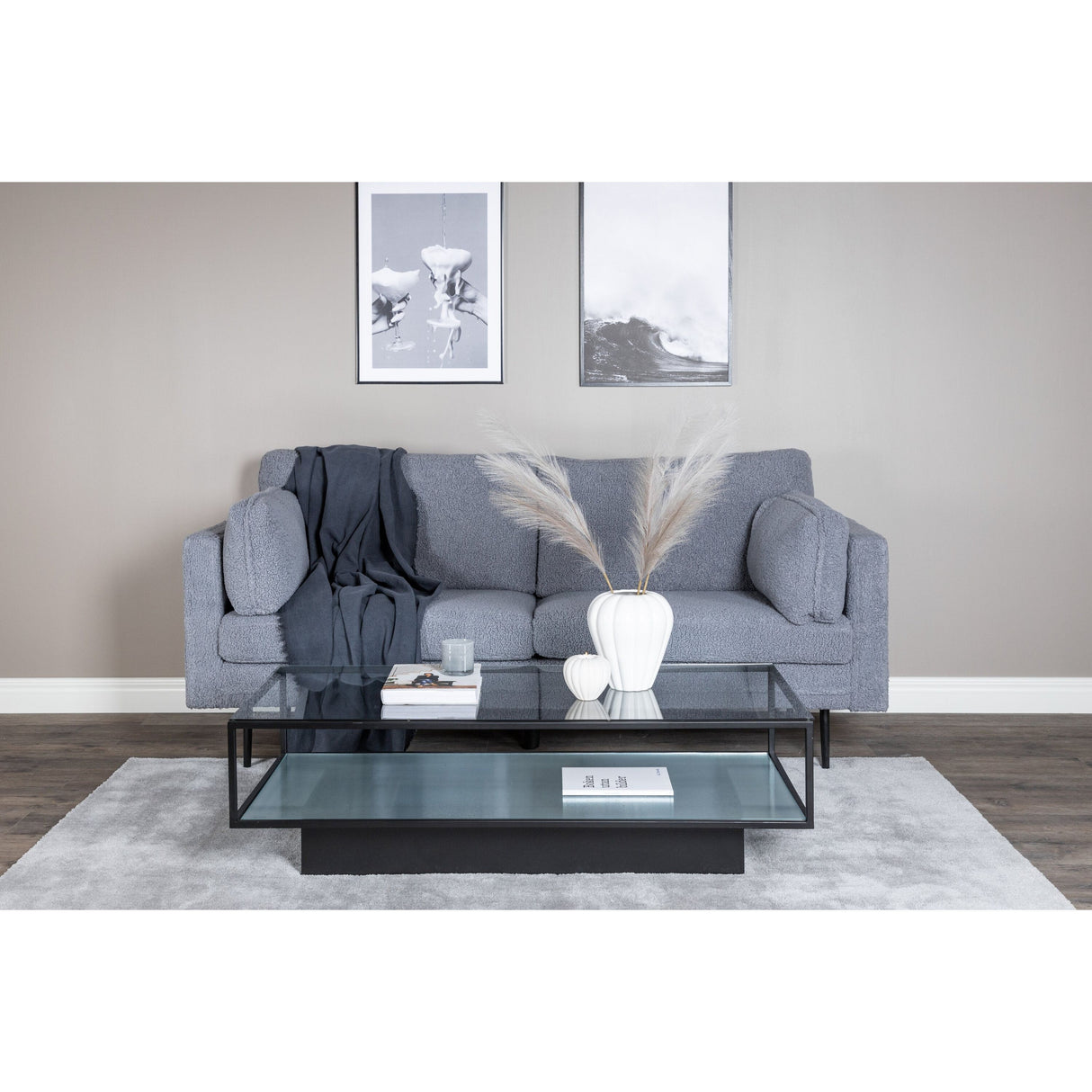 Boom 3-Sitzer Sofa - Teddy Stoff Dunkelgrau - ZEN ZONE Furniture
