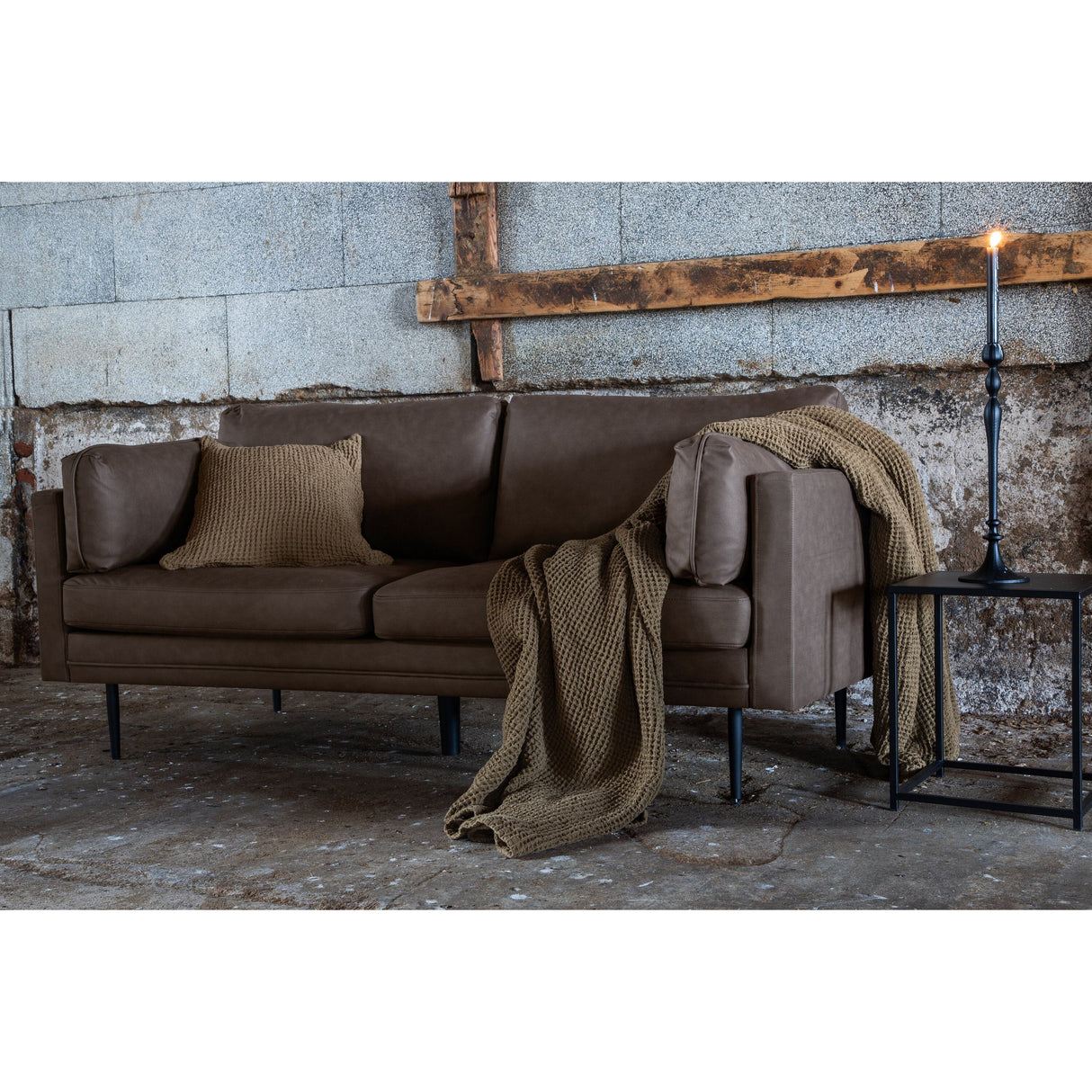 Boom 3-Sitzer Sofa - Schwarz / Braun Mikrofaser - ZEN ZONE Furniture