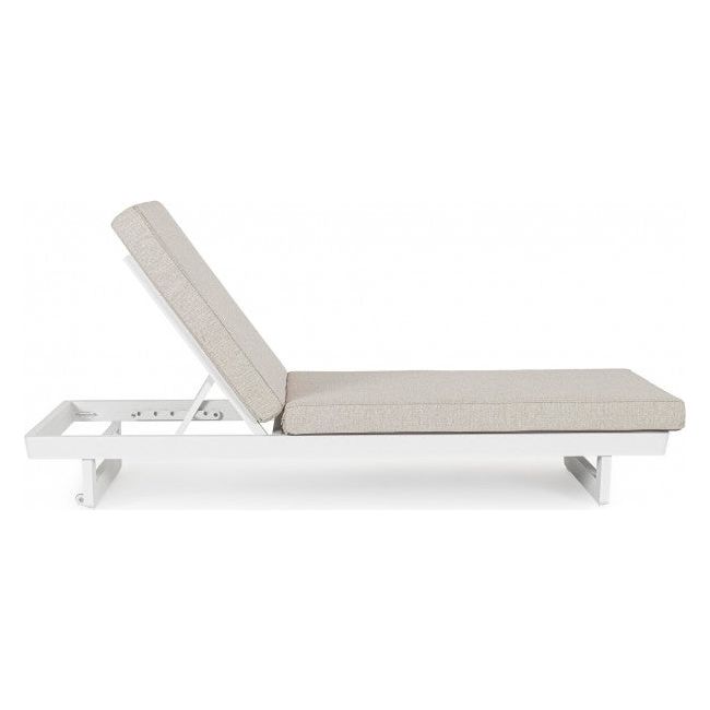 Einzel Gartenliege mit Kissen mit Rollen Infinity Weiß WG20 - ZEN ZONE