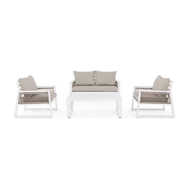 Outdoor Lounge 4er Set mit Kissen Captiva Weiß LH30 - ZEN ZONE