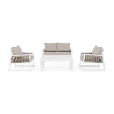 Outdoor Lounge 4er Set mit Kissen Captiva Weiß LH30 - ZEN ZONE