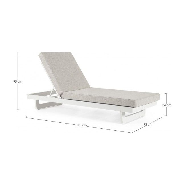 Einzel Gartenliege mit Kissen mit Rollen Infinity Weiß WG20 - ZEN ZONE