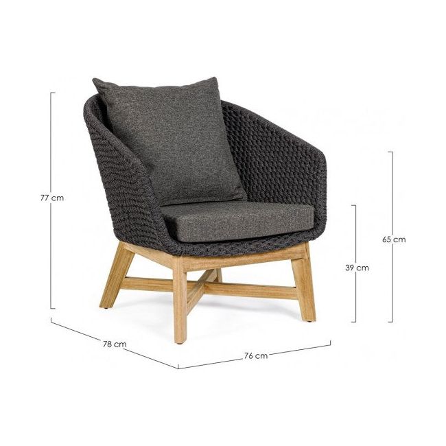 Outdoor Sessel Coachella mit Kissen Anthrazit - ZEN ZONE