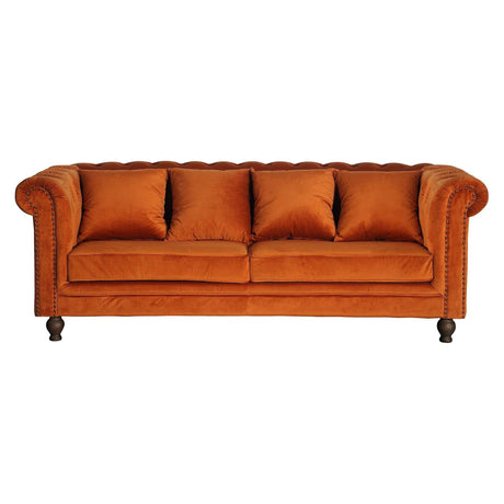 Velvet 3-Sitzer-Sofa aus Samt - Rusty Orange - inkl. 4 Kissen - ZEN ZONE Furniture