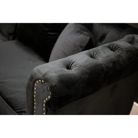 Velvet 3-Sitzer Sofa - Schwarzer Samt - ZEN ZONE Furniture