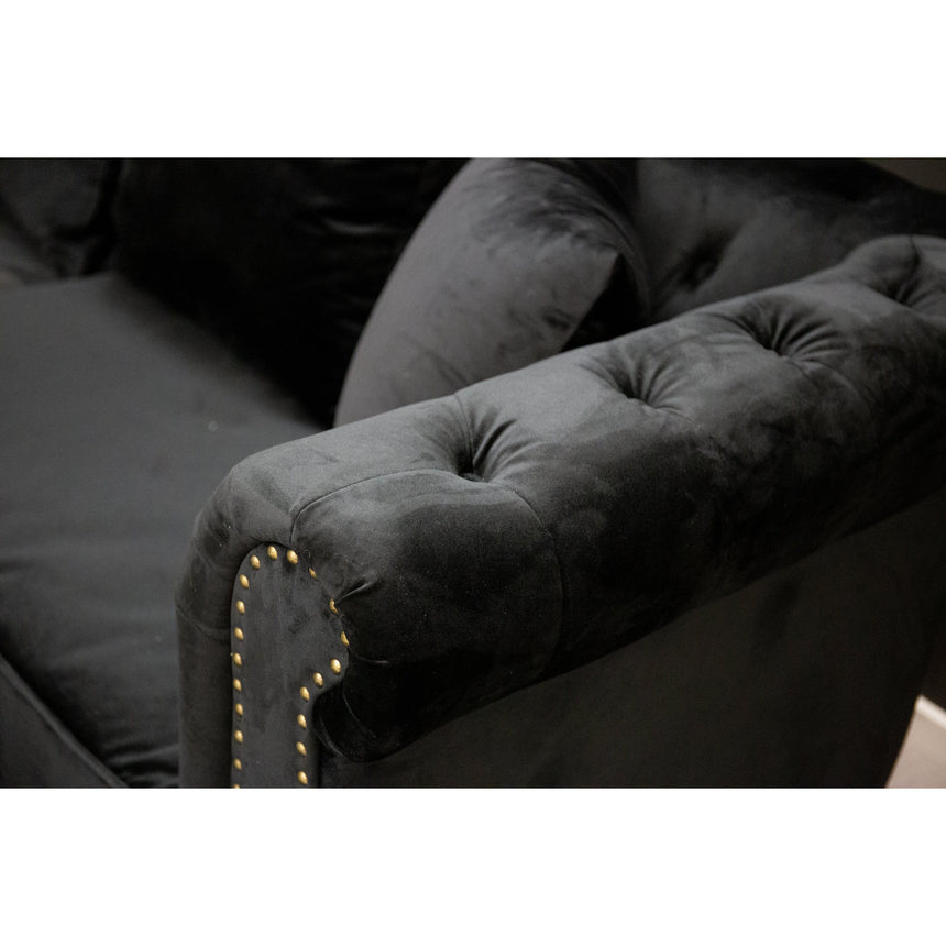 Velvet 3-Sitzer Sofa - Schwarzer Samt - ZEN ZONE Furniture