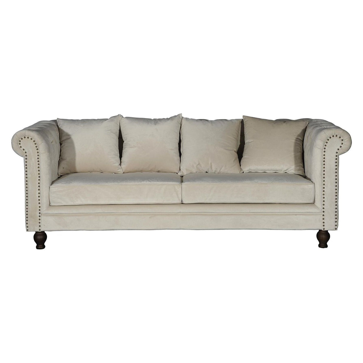 Samt 3-Sitzer Sofa - Créme - ZEN ZONE Furniture