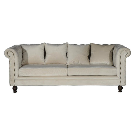 Samt 3-Sitzer Sofa - Créme - ZEN ZONE Furniture