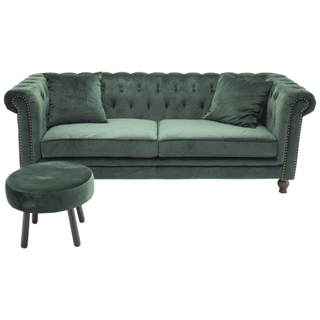 Velvet 3-Sitzer Sofa - Moosgrüner Samt - ZEN ZONE Furniture