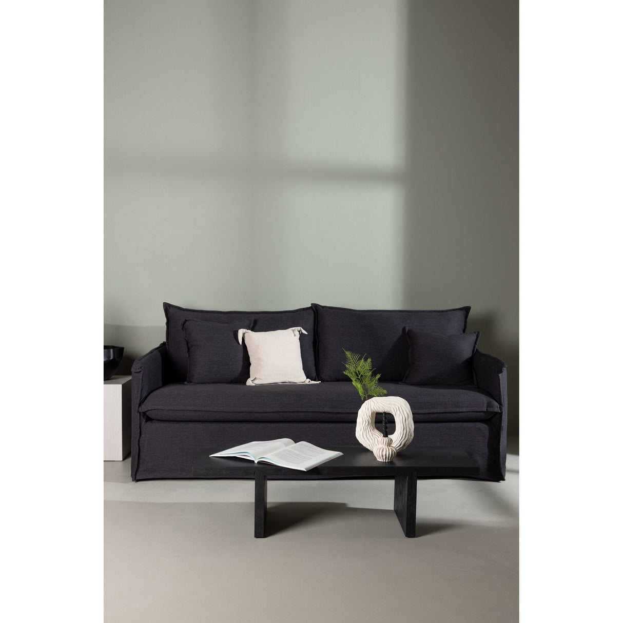 Nova 3-Sitzer Sofa Holz/ Schwarzer Stoff - ZEN ZONE Furniture