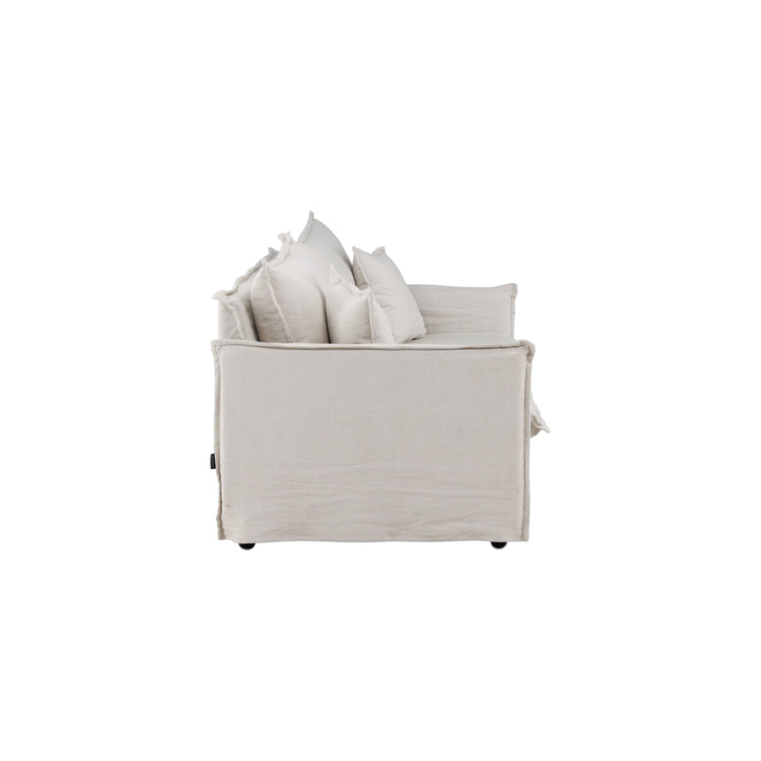 Nova 3-Sitzer Sofa - Holz / Beige Leinen - ZEN ZONE Furniture