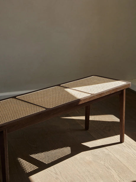 Sitzbank Le Roi aus Massivholz Esche und Rattan, 120×35×42 cm - ZEN ZONE Furniture