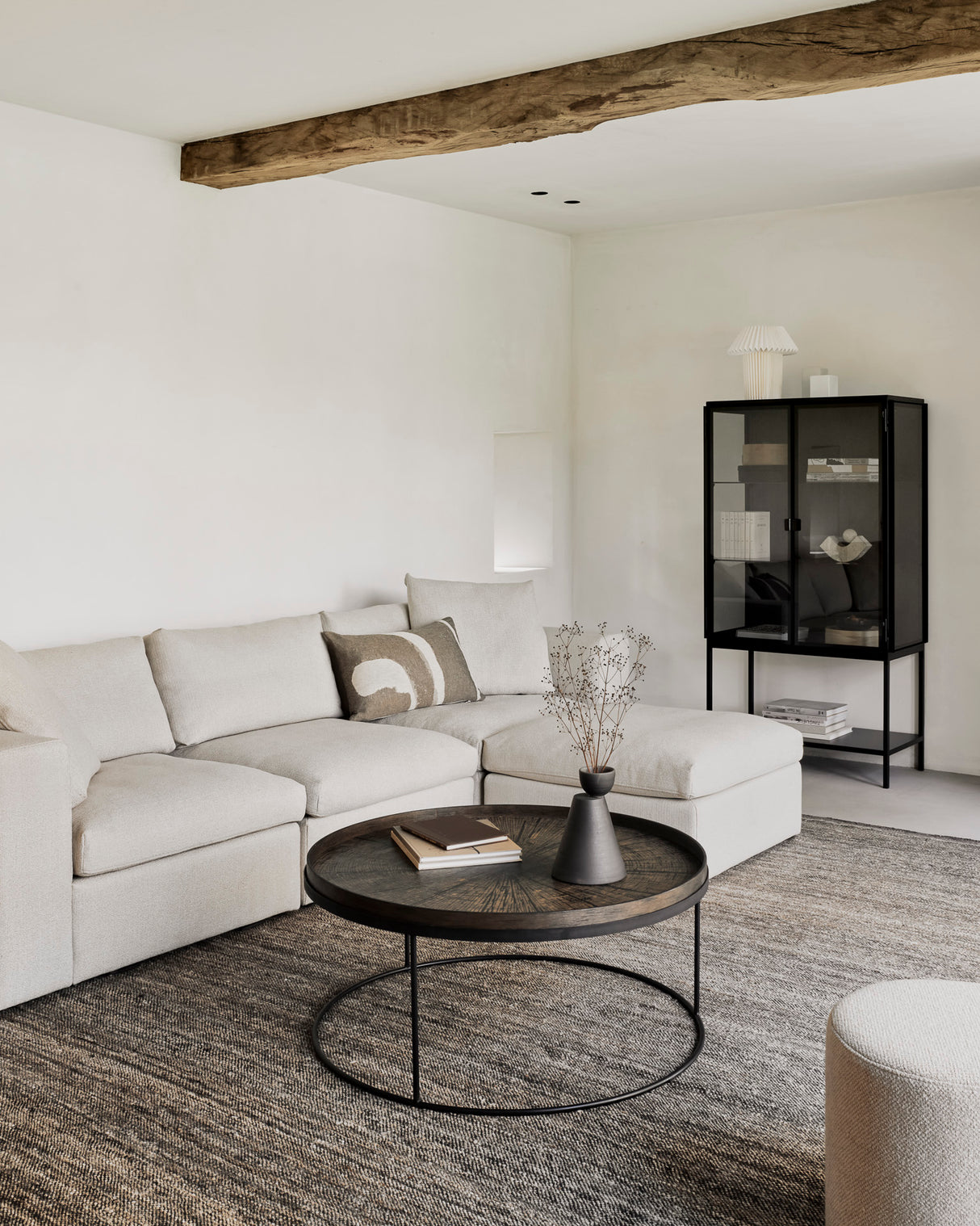 Tablett-Couchtisch - lackiertes Holz - schwarz - rund - XL - ohne Tablett - ZEN ZONE