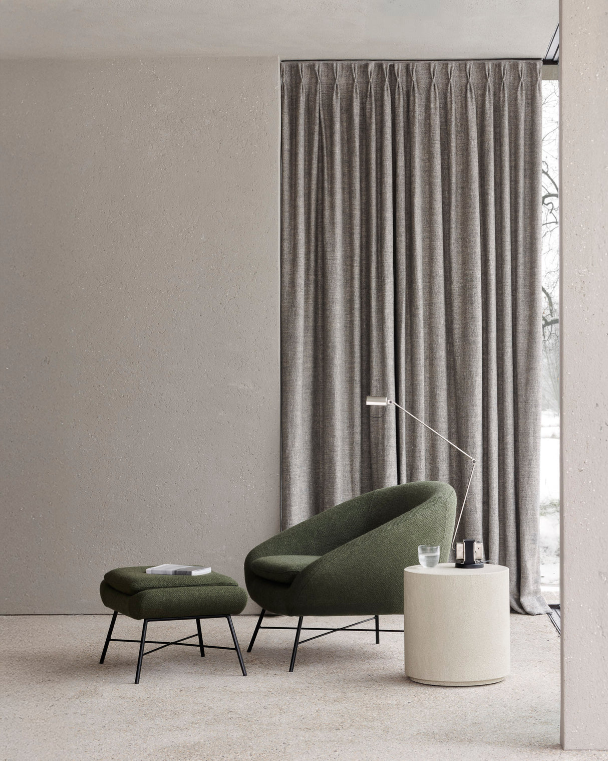 Elements Beistelltisch - Mikrozement - Off White - rund - 40 x 40 x 42 cm - ZEN ZONE Furniture