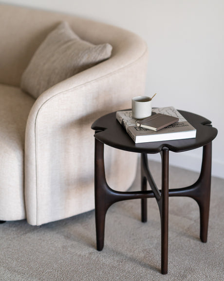 PI Beistelltisch - lackiertes Mahagoni - dunkelbraun - rund - 47 x 47 x 50 cm - ZEN ZONE Furniture