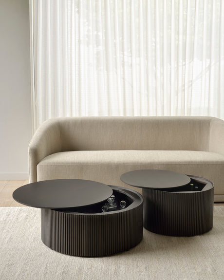 Roller Max Couchtisch - lackiertes Mahagoni - dunkelbraun - rund - abnehmbare Abdeckung - ZEN ZONE