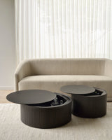 Couchtisch - lackiertes Mahagoni - dunkelbraun - rund - abnehmbare Abdeckung Roller Max - 80cm - ZEN ZONE Furniture