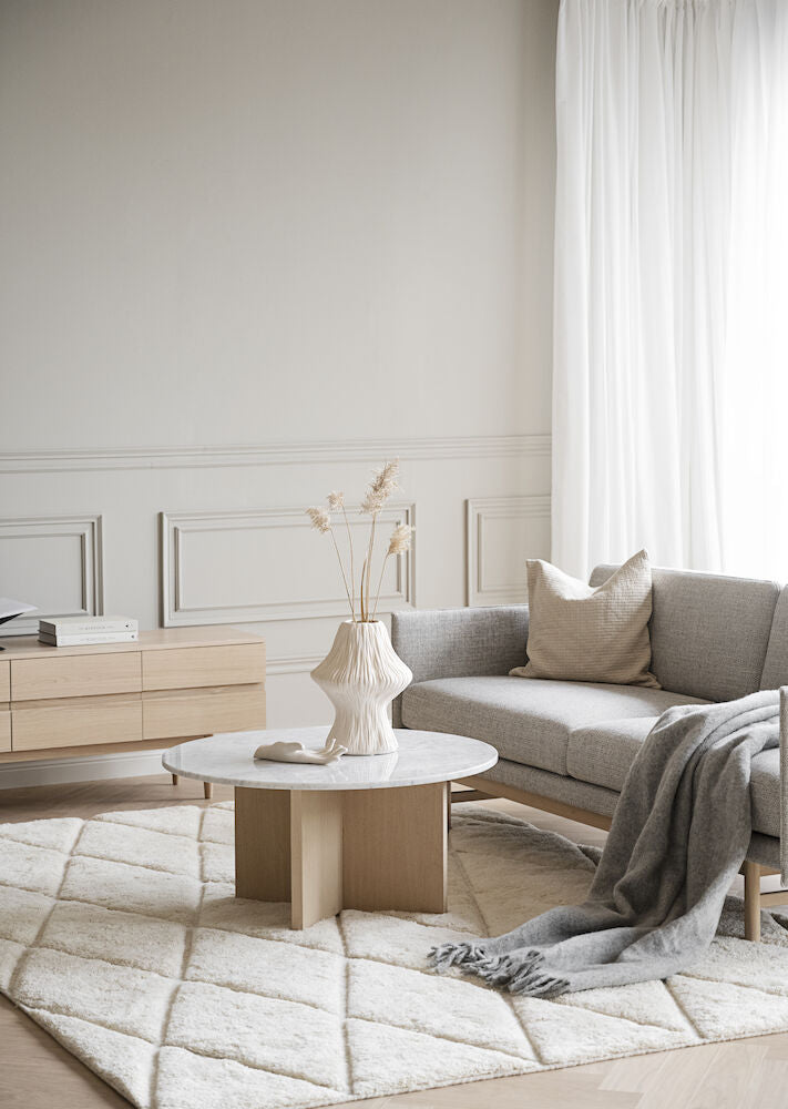 BROOKSVILLE Couchtisch Rund Marmor Weiß/weiß pigmentiert 90x90x42cm - ZEN ZONE Furniture