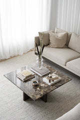 BROOKSVILLE Couchtisch Marmor Braun 90x90x42cm - ZEN ZONE Furniture
