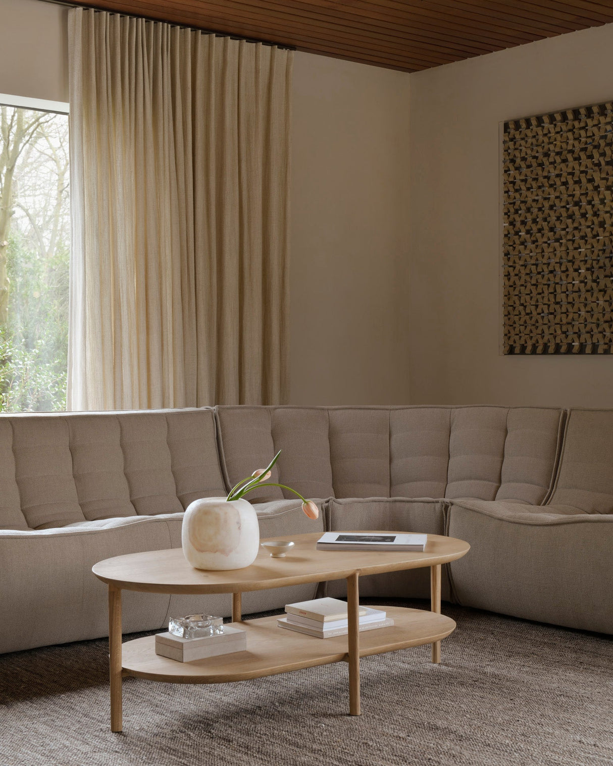 Bok Couchtisch - Eiche - länglich - 1 Ablage - ZEN ZONE