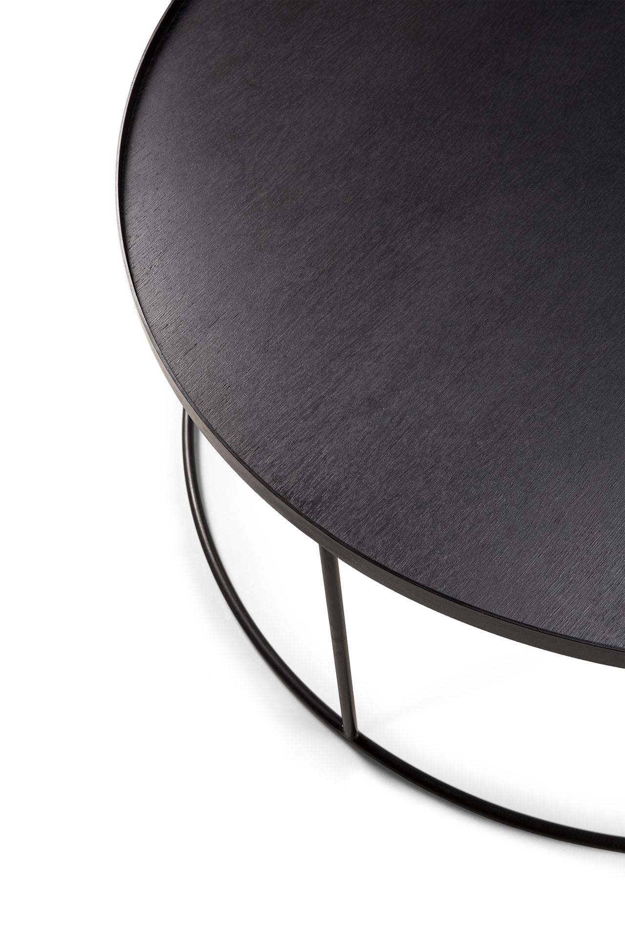 Tablett-Couchtisch - lackiertes Holz - schwarz - rund - XL - ohne Tablett - ZEN ZONE