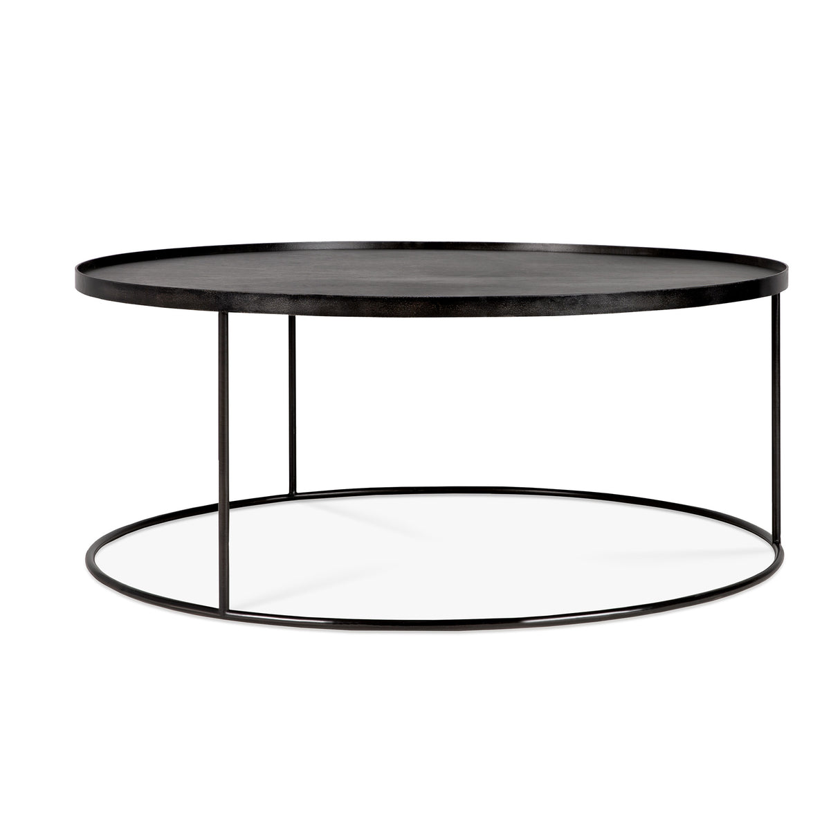 Tablett-Couchtisch - lackiertes Holz - schwarz - rund - XL - ohne Tablett - ZEN ZONE