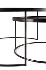 Tablett-Couchtisch Set - lackiertes Holz - schwarz - rund - XL - ohne Tabletts - ZEN ZONE