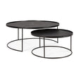 Tablett-Couchtisch Set - lackiertes Holz - schwarz - rund - XL - ohne Tabletts - ZEN ZONE