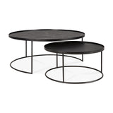 Tablett-Couchtisch Set - lackiertes Holz - schwarz - rund - XL - ohne Tabletts - ZEN ZONE