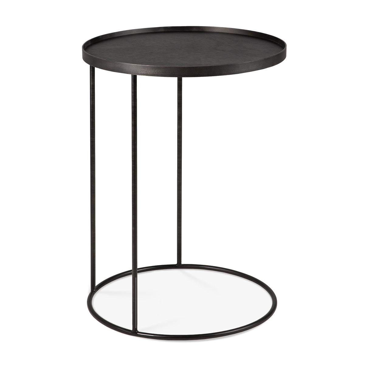 Tray Beistelltisch - lackiertes Holz - schwarz - rund - S - Tablett nicht enthalten - 49 x 49 x 66 cm - ZEN ZONE Furniture