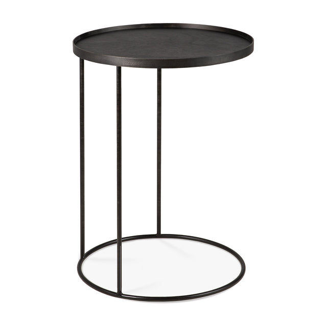 Tray Beistelltisch - lackiertes Holz - schwarz - rund - S - Tablett nicht enthalten - 49 x 49 x 66 cm - ZEN ZONE Furniture