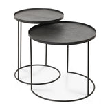 Tray Beistelltisch Set - lackiertes Holz - schwarz - rund - S/L - Tabletts nicht enthalten - 49 x 49 x 66 / 62 x 62 x 57 cm - ZEN ZONE Furniture