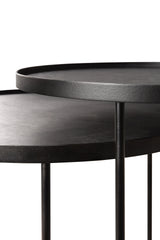 Tray Beistelltisch Set - lackiertes Holz - schwarz - rund - S/L - Tabletts nicht enthalten - 49 x 49 x 66 / 62 x 62 x 57 cm - ZEN ZONE Furniture