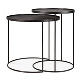 Tray Beistelltisch Set - lackiertes Holz - schwarz - rund - S/L - Tabletts nicht enthalten - 49 x 49 x 66 / 62 x 62 x 57 cm - ZEN ZONE Furniture