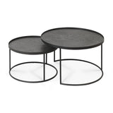 Tablett-Couchtisch Set - lackiertes Holz - schwarz - rund - S/L - ohne Tabletts - ZEN ZONE
