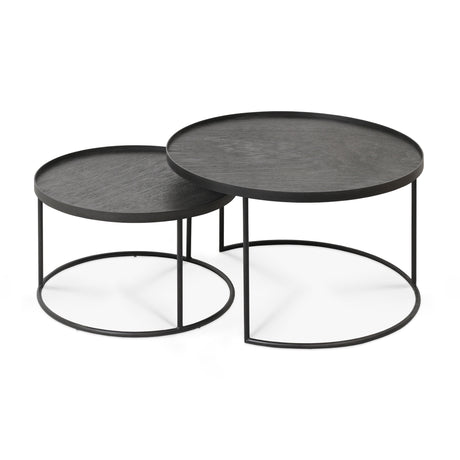 Tablett-Couchtisch Set - lackiertes Holz - schwarz - rund - S/L - ohne Tabletts - ZEN ZONE