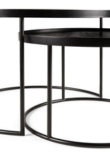 Tablett-Couchtisch Set - lackiertes Holz - schwarz - rund - S/L - ohne Tabletts - ZEN ZONE