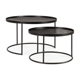 Tablett-Couchtisch Set - lackiertes Holz - schwarz - rund - S/L - ohne Tabletts - ZEN ZONE