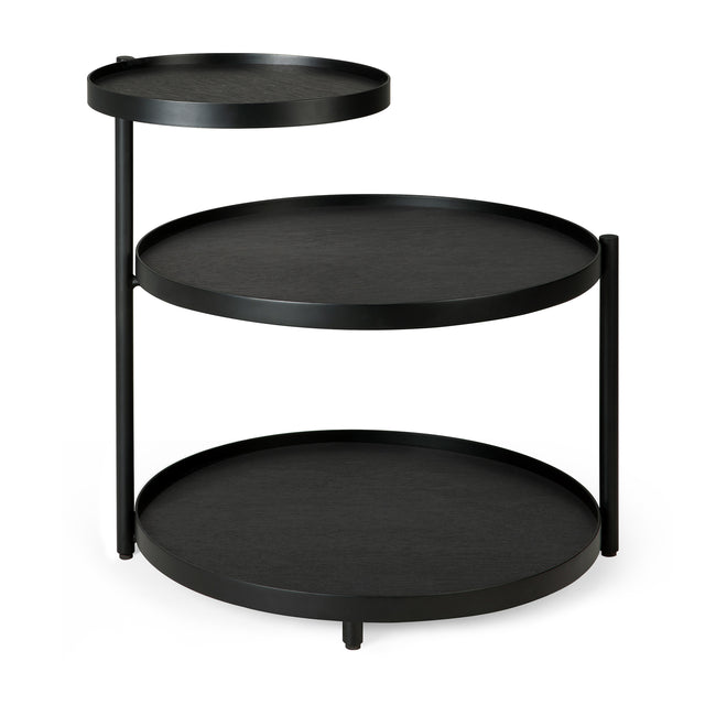 Schwenkbarer Tray Beistelltisch - lackiertes Holz - schwarz - rund - XS - Tablett nicht enthalten - 54 x 49 x 52 cm - ZEN ZONE Furniture