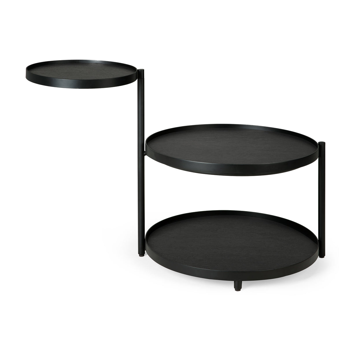 Schwenkbarer Tray Beistelltisch - lackiertes Holz - schwarz - rund - XS - Tablett nicht enthalten - 54 x 49 x 52 cm - ZEN ZONE Furniture