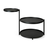Schwenkbarer Tray Beistelltisch - lackiertes Holz - schwarz - rund - XS - Tablett nicht enthalten - 54 x 49 x 52 cm - ZEN ZONE Furniture