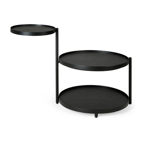 Schwenkbarer Tray Beistelltisch - lackiertes Holz - schwarz - rund - XS - Tablett nicht enthalten - 54 x 49 x 52 cm - ZEN ZONE Furniture