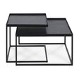 Tablett-Couchtisch Set - lackiertes Holz - schwarz - quadratisch - S/L - ohne Tabletts - ZEN ZONE