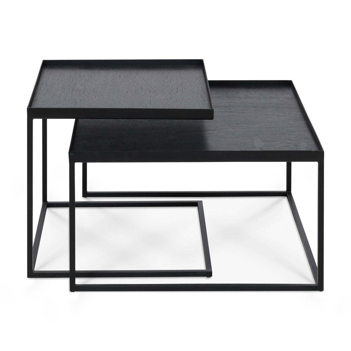 Tablett-Couchtisch Set - lackiertes Holz - schwarz - quadratisch - S/L - ohne Tabletts - ZEN ZONE