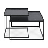 Tablett-Couchtisch Set - lackiertes Holz - schwarz - quadratisch - S/L - ohne Tabletts - ZEN ZONE
