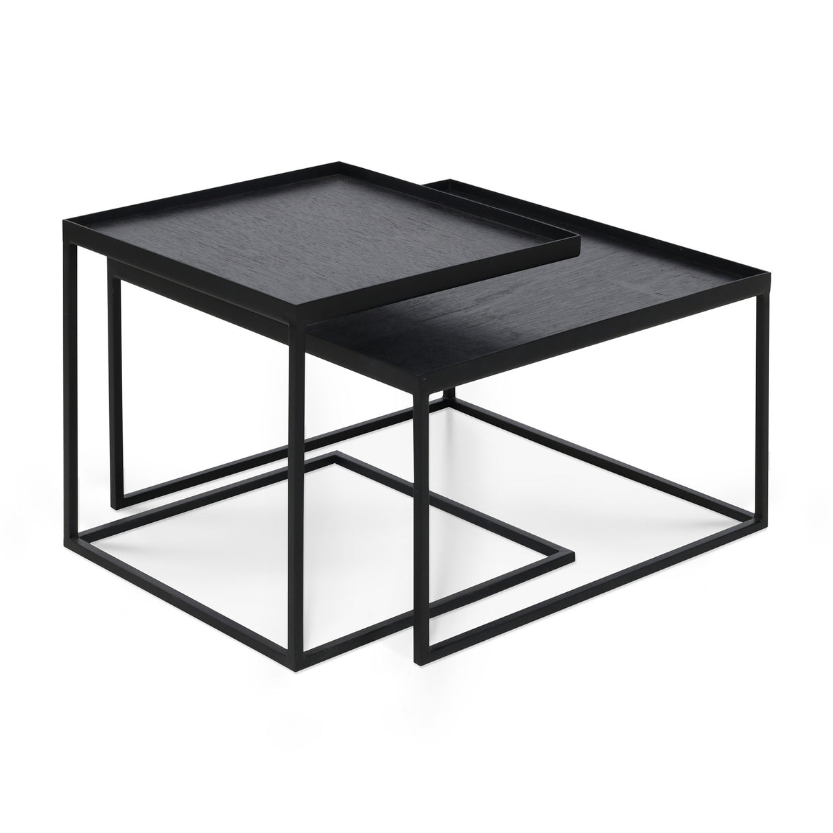 Tablett-Couchtisch Set - lackiertes Holz - schwarz - quadratisch - S/L - ohne Tabletts - ZEN ZONE